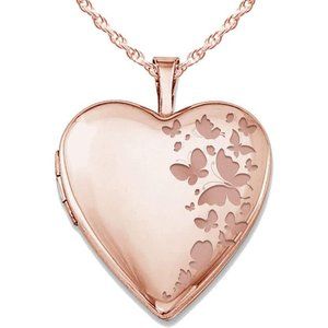 18'' Chain Women "Butterflies" Photo Locket Custom Necklace
